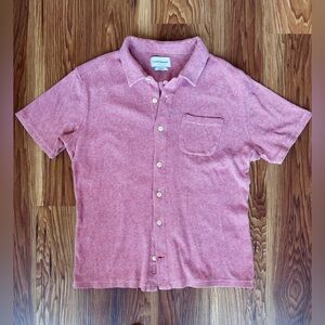 Oliver Spencer Light Pink Terry Cotton Jersey Short Sleeve Shirt